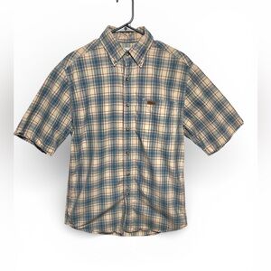 Carhartt Blue and Cream Plaid button down Shirt small